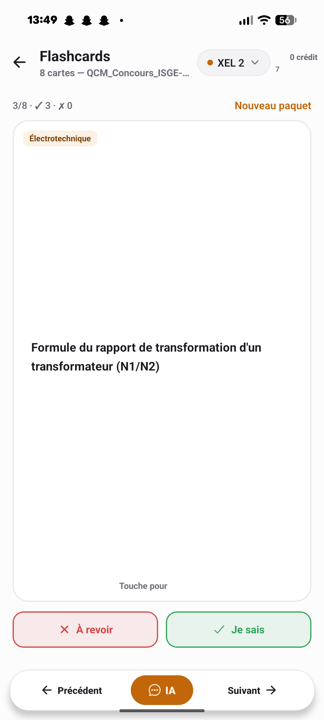 Flashcards sur mobile